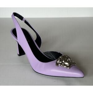 Versace Sling Back Women‘s Leather Pump Shoes Baby Violet 8 US 1009701 $1050
